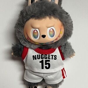 Denver Nuggets 15 Jersey  2 Piece Outfit For Labubu Basketball White Red